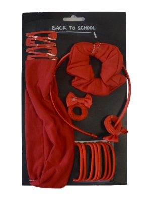 Large Hair School Set 17pk - Red